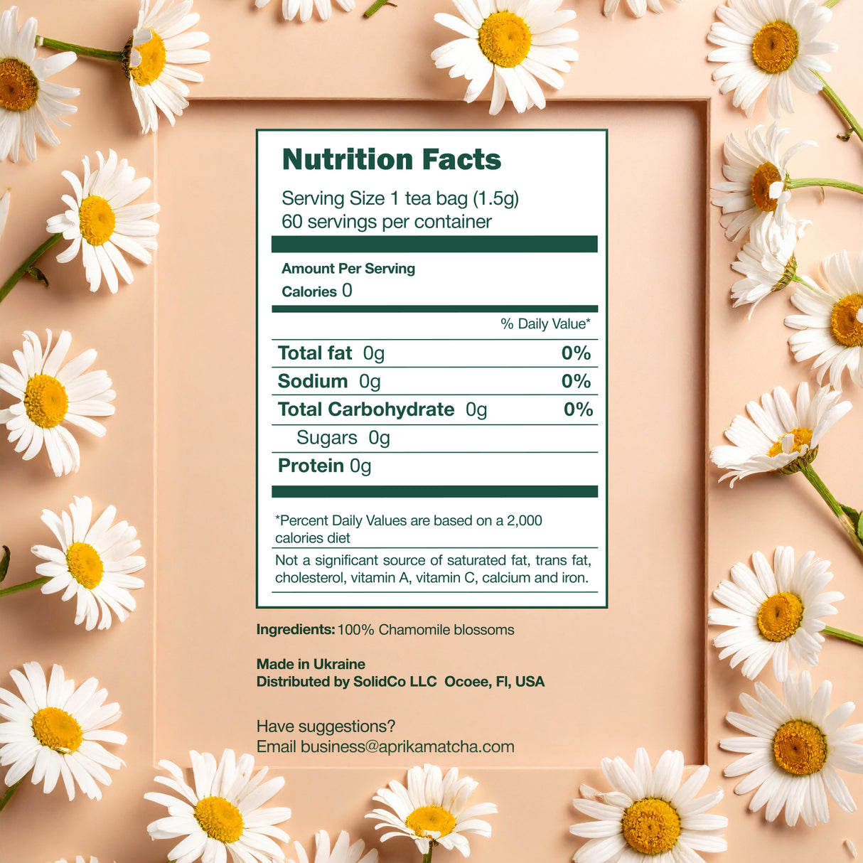 100% Pure Chamomile Herbal Tea, 60 Bags