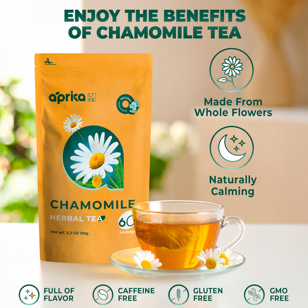 100% Pure Chamomile Herbal Tea, 60 Bags