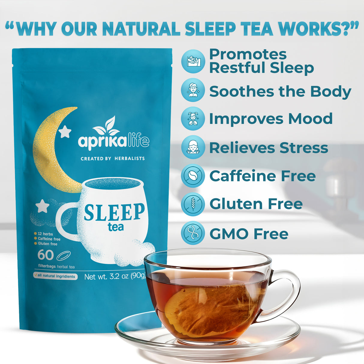 Herbal Sleep Tea With Sleep Guide, 60 Bags