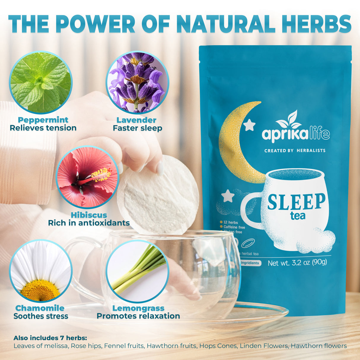 Herbal Sleep Tea With Sleep Guide, 60 Bags