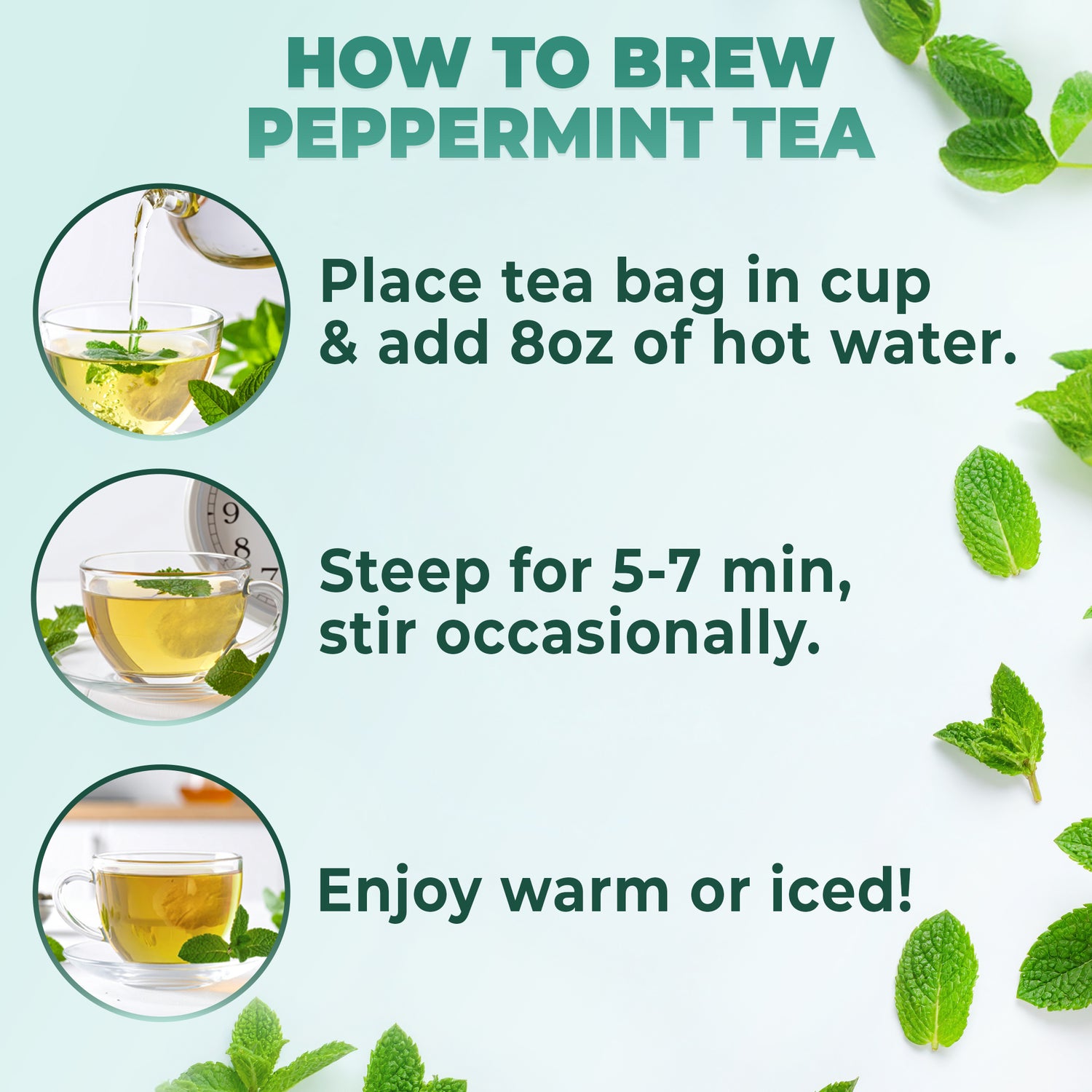 100% Pure Peppermint Herbal Tea, 60 Bags