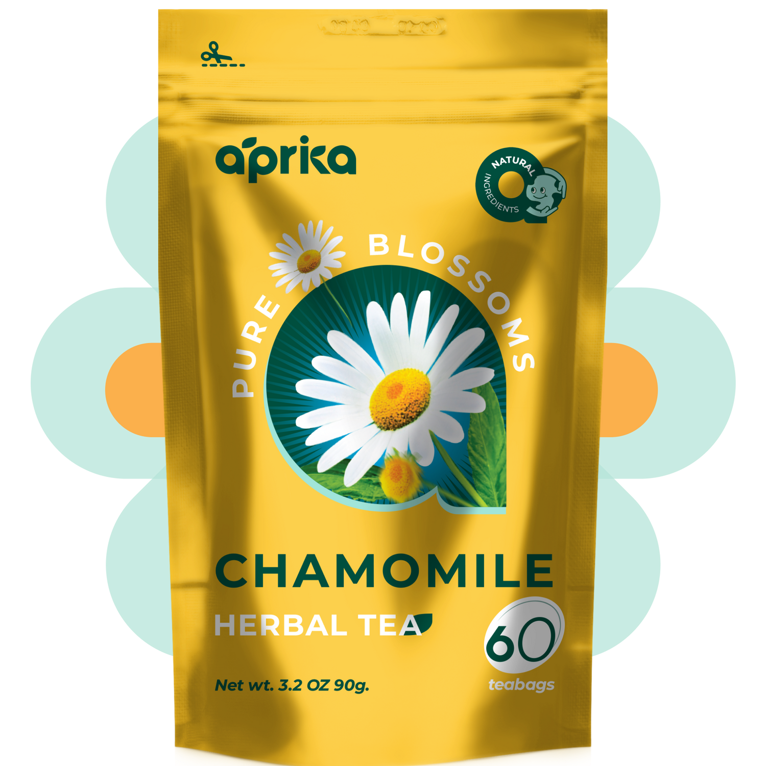 Aprika Pure Blossoms Chamomile Herbal Tea. Great for natural chamomile tea. Best chamomile tea for anxiety. Chamomile tea benefits are huge for everyone.