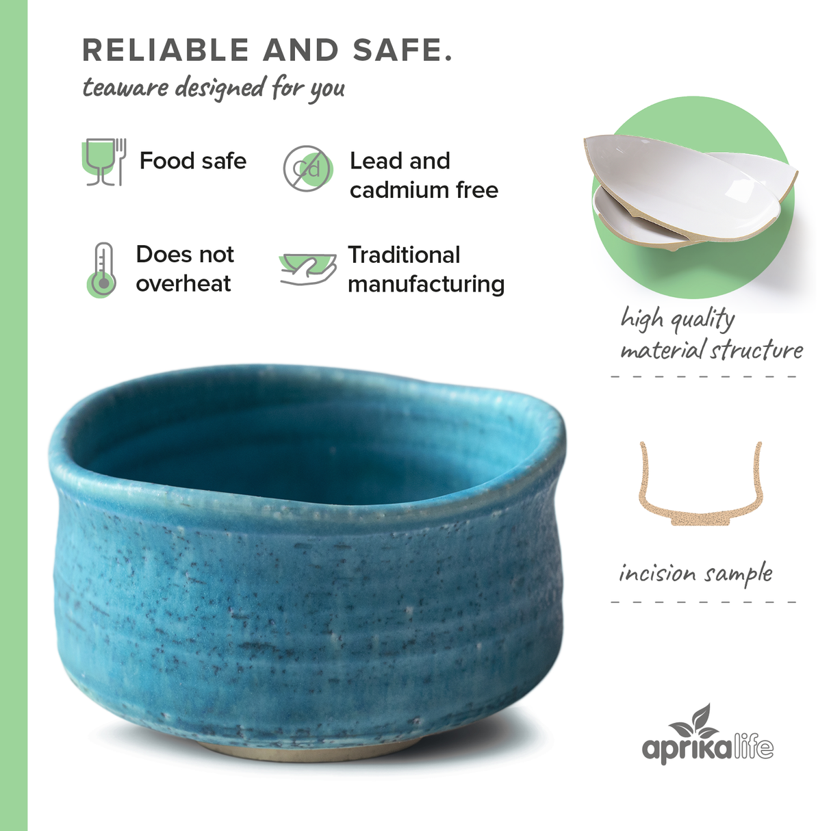 The Iguchi Blue Matcha Bowl, inspired by traditional Japanese pottery and crafted like a classic Minoyaki piece, is food safe and lead/cadmium free. It ensures your drink never overheats, making it perfect for enjoying a tranquil matcha moment.
