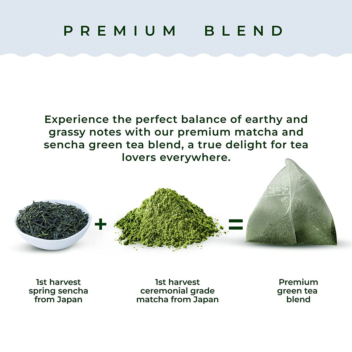 Experience the exquisite Japanese Matcha Green Tea Bags, expertly blending Japanese sencha with ceremonial-grade organic matcha for a rich flavor and natural benefits in every sip.