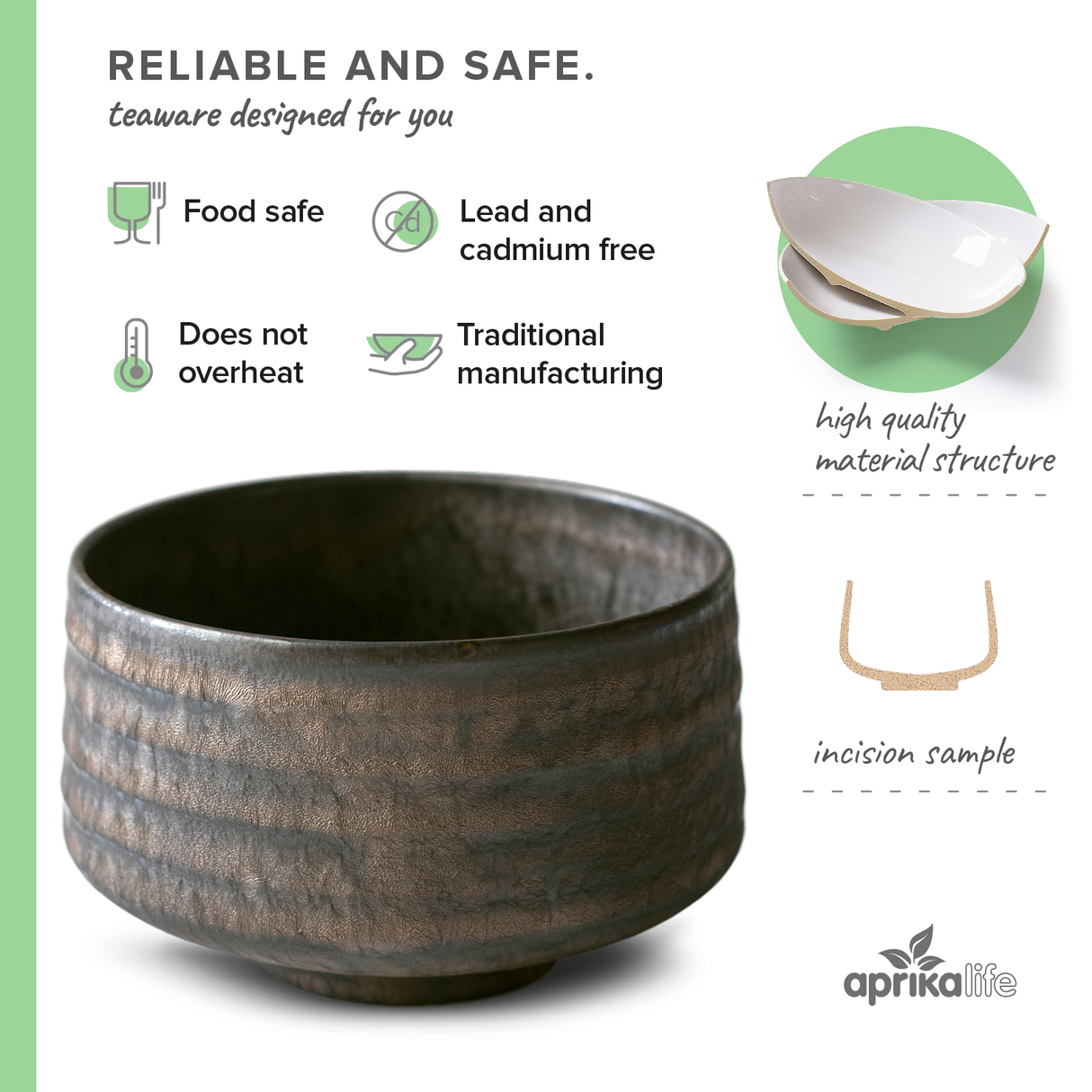 The image displays the Kaneni Gold Crystal Ceramic Matcha Bowl, a sophisticated piece highlighting premium materials and Minoyaki pottery techniques, embodying Japanese craftsmanship. Its elegance shines against the light background.