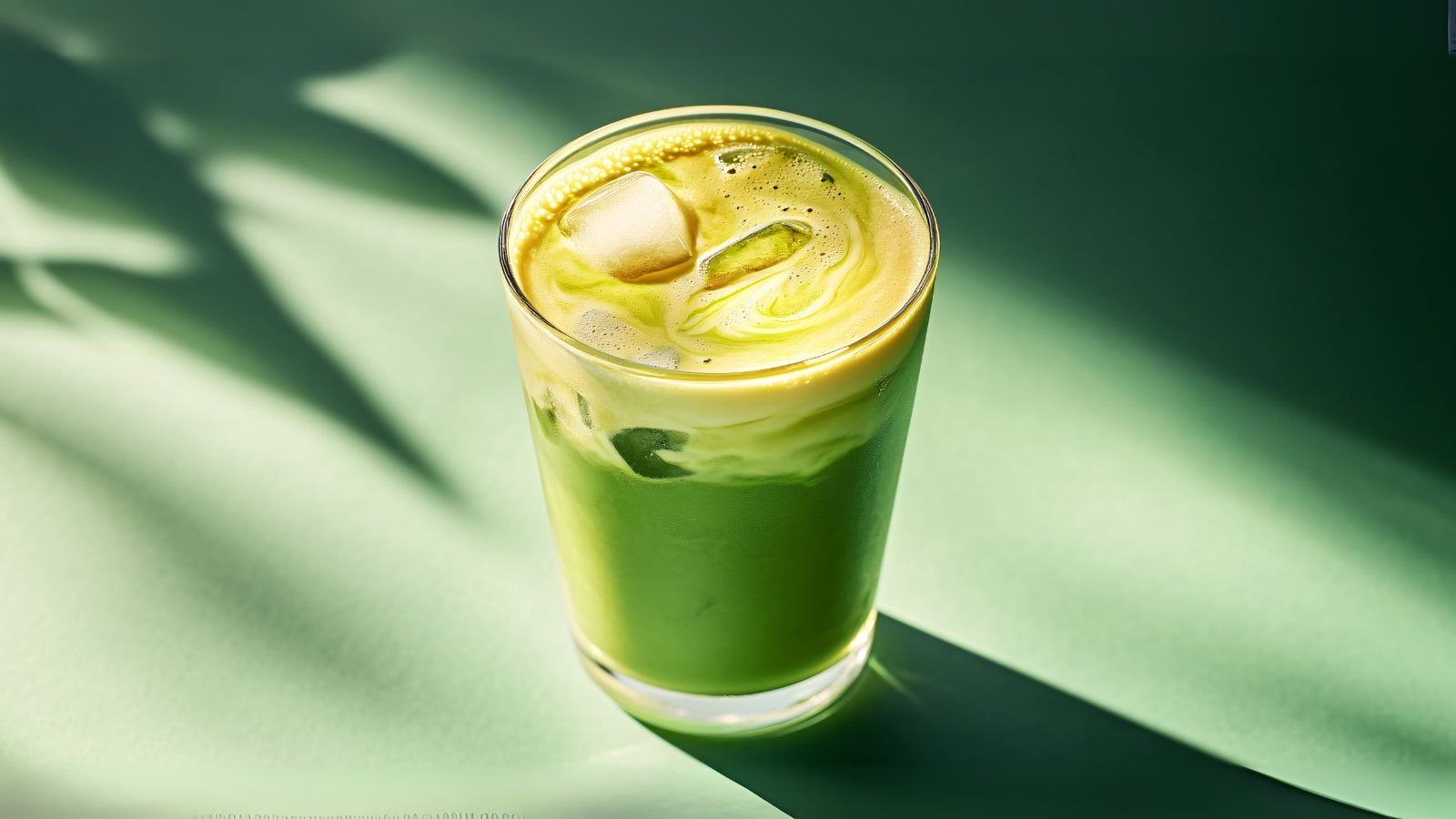 Iced Creamy Salted Maple Matcha Latte With Vanilla