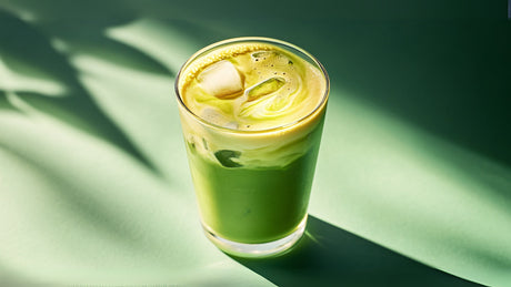 Iced Creamy Salted Maple Matcha Latte With Vanilla