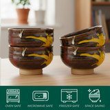 Yellow and Brown Ribbed Bowl