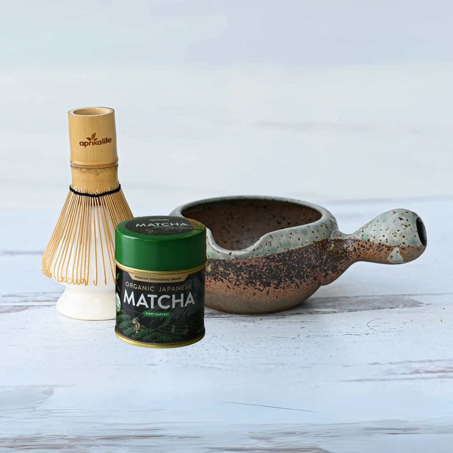 Ceramic Matcha Bowl Spout Bamboo Matcha Whisk Whisk Holder Organic Japanese Matcha Set
