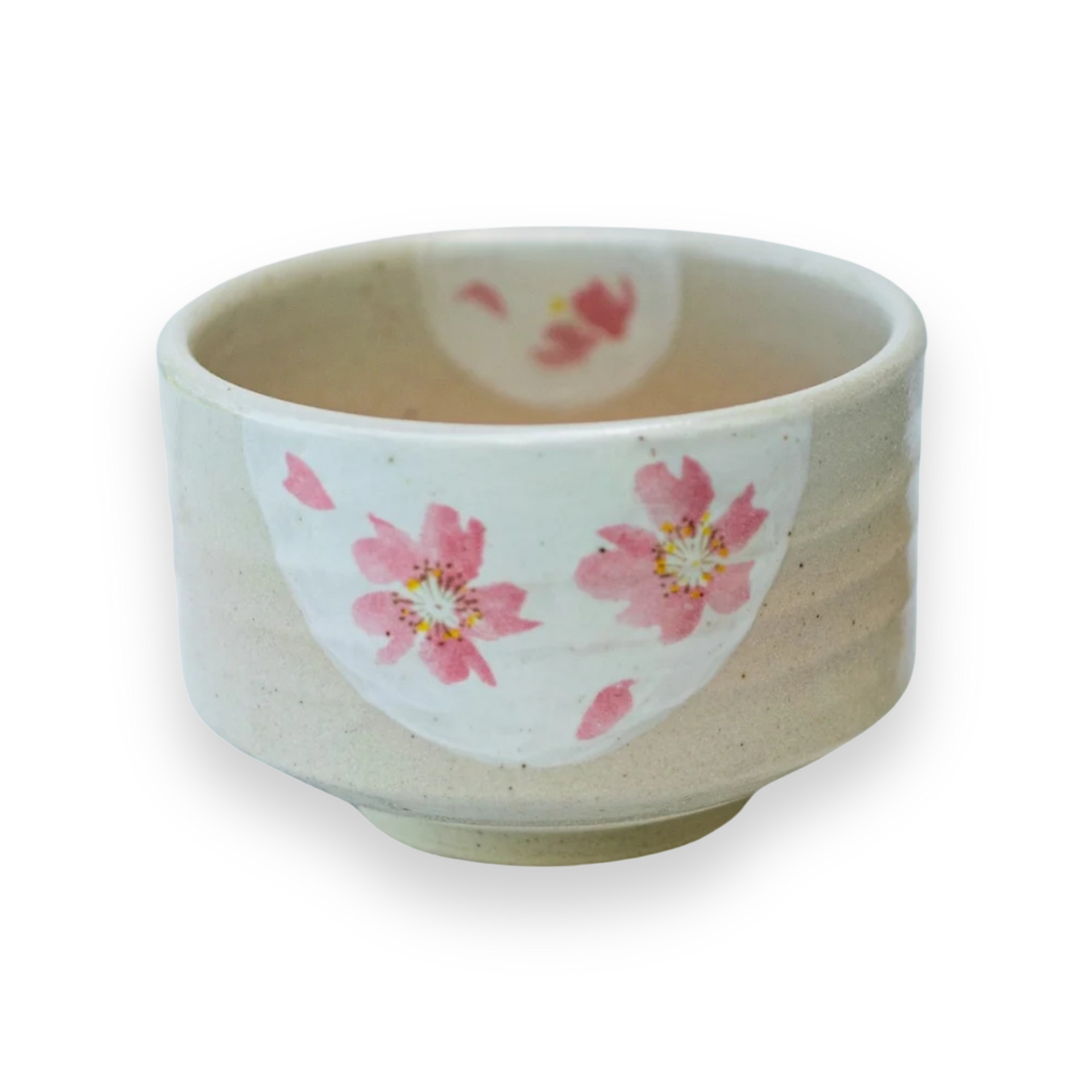 Beige Flowers Matcha Bowl