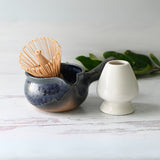 Blue Matcha Bowl with Spout