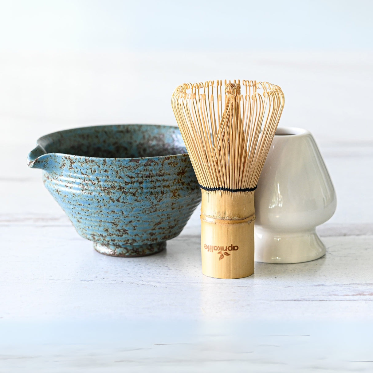 Blue Matcha Bowl with Spout Set