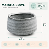 White Ceramic Matcha Bowl 17 oz with Rolled Rim, Matcha Chawan for Whisking and Drinking, Tea Ceremony Bowl