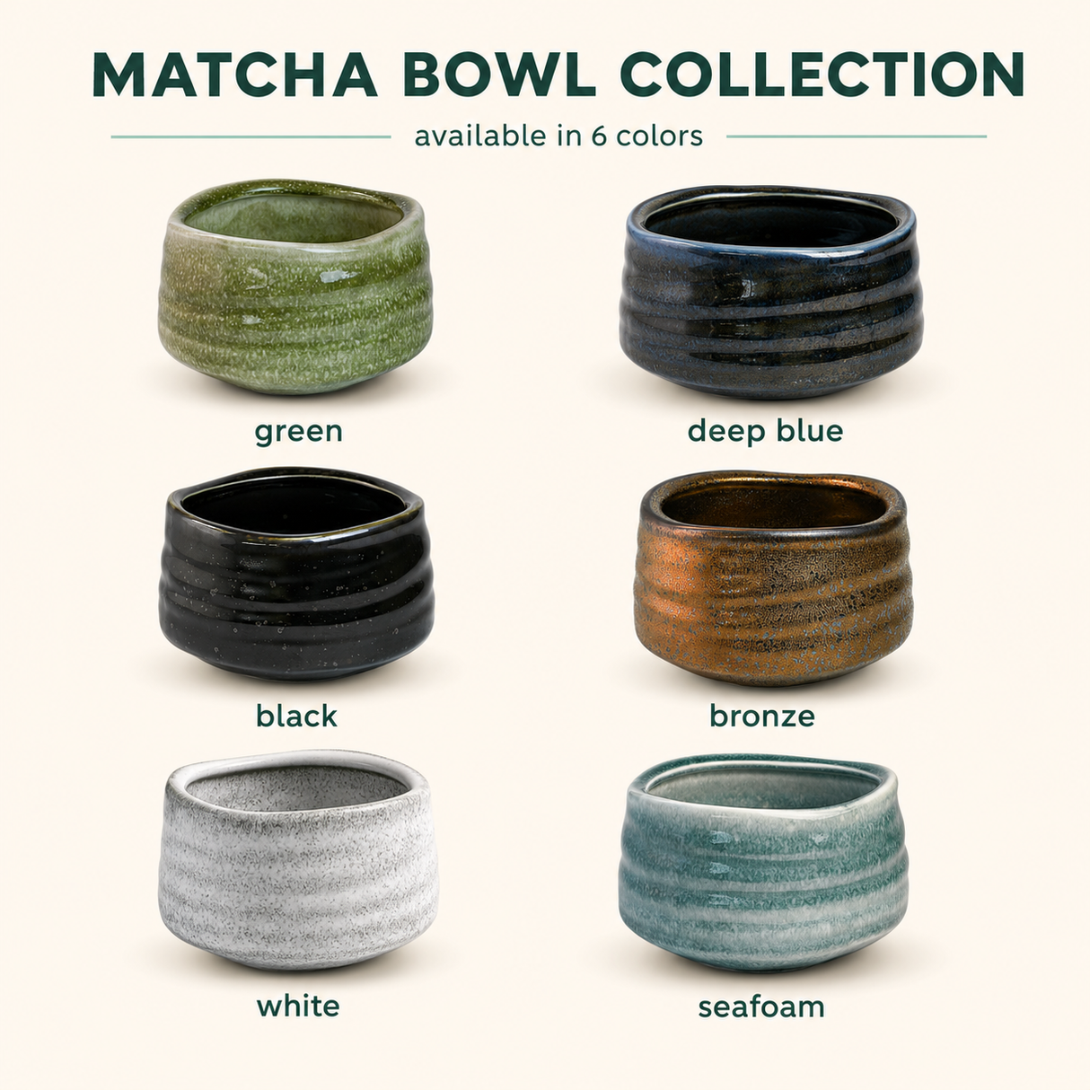 Green Ceramic Matcha Bowl 17 oz with Rolled Rim, Matcha Chawan for Whisking and Drinking, Tea Ceremony Bowl