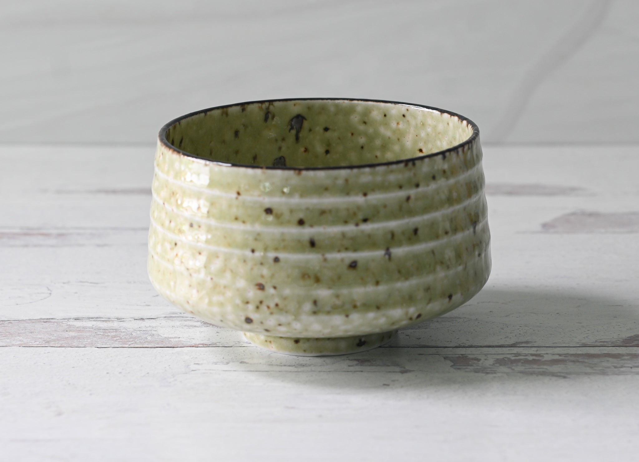 Speckled Ceramic Matcha Bowl With Spout, Pink and White, Matcha