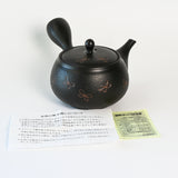 Handmade Black Textured Kyusu Teapot: Japanese Loose Leaf Tea Strainer (11.5 fl oz/380ml)