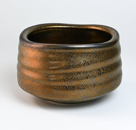 Bronze Ceramic Matcha Bowl 17 oz with Rolled Rim, Matcha Chawan for Whisking and Drinking, Tea Ceremony Bowl