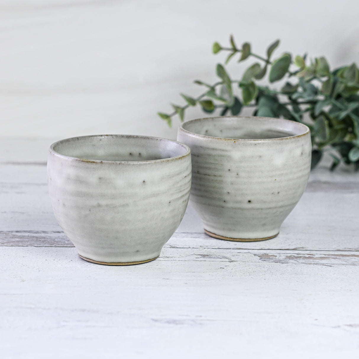 Handcrafted Grey Ceramic Matcha Set: Spouted Bowl, 2 Cups