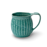 Handmade Big Blue Ceramic Tea or Coffee Mug from Japan - 18oz Capacity