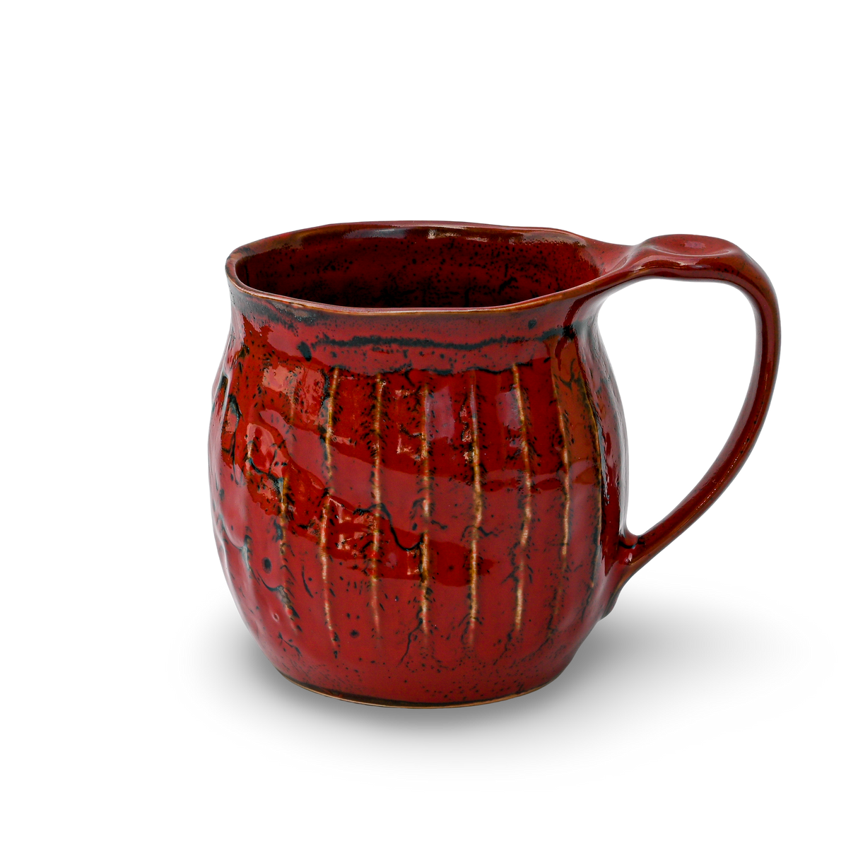 Handmade Big Red Ceramic Tea or Coffee Mug from Japan - 18oz Capacity