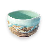 Japanese Matcha Tea Bowl Blue & Brown Glaze