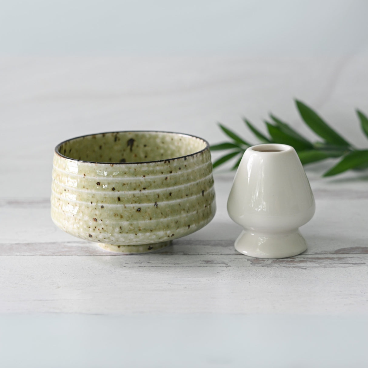 Kaneni White Ceramic Matcha Bowl