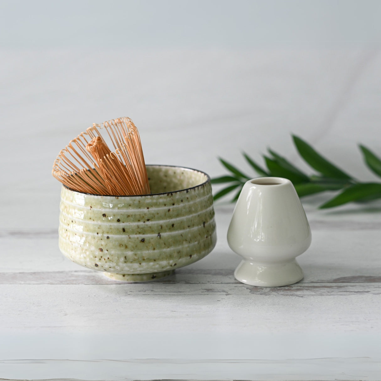 Kaneni White Ceramic Matcha Bowl