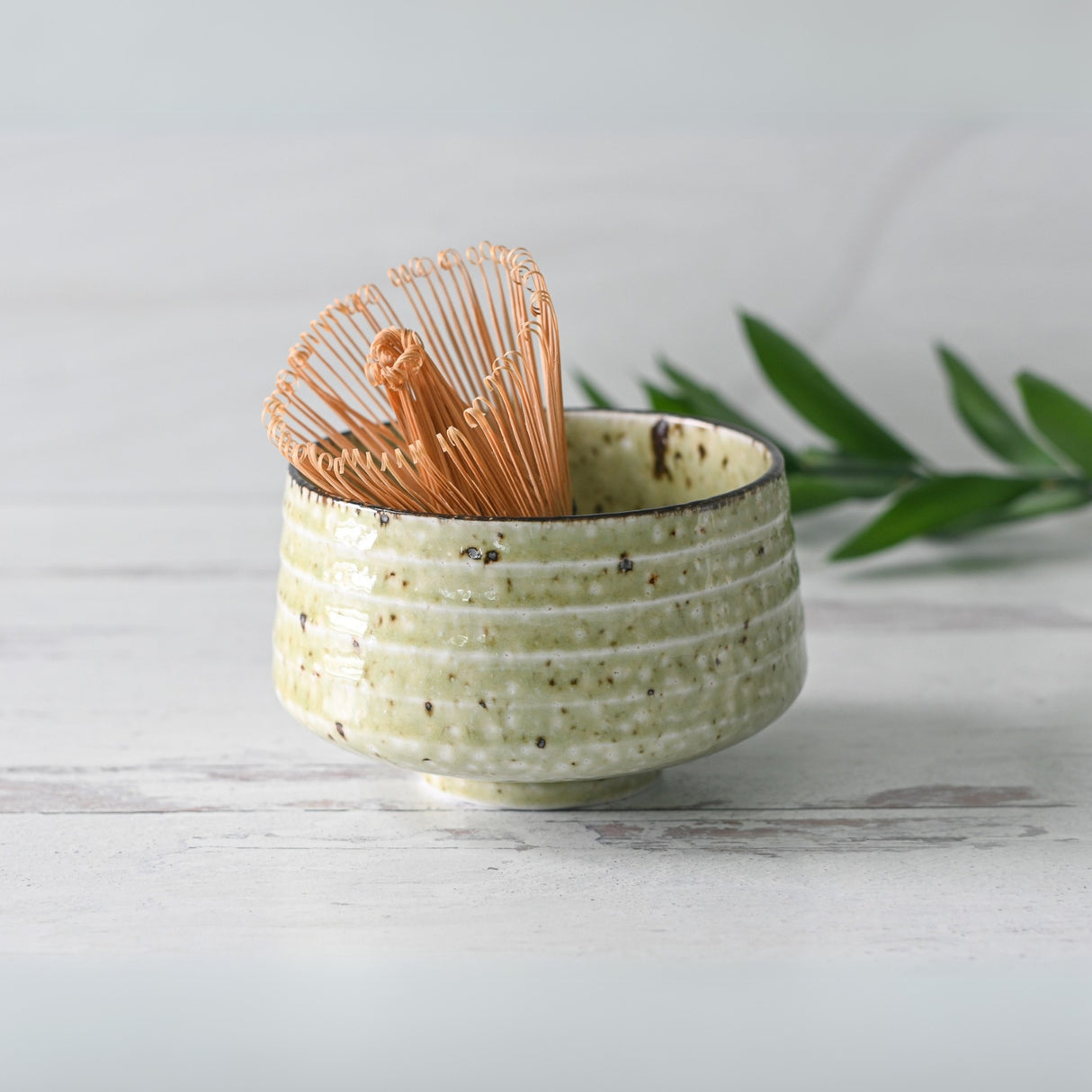 Kaneni White Ceramic Matcha Bowl