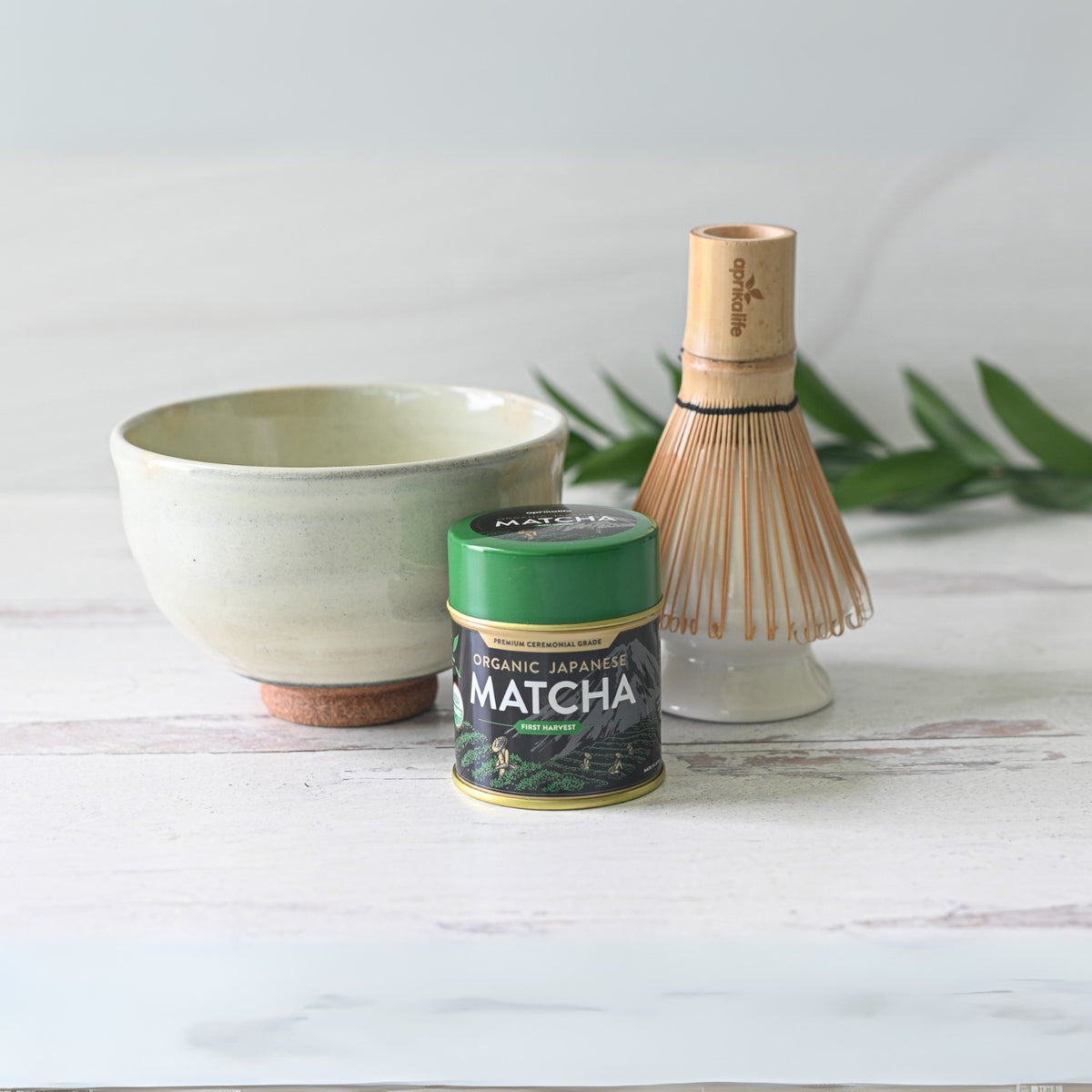 Kohiki Clay Matcha Bowl Bamboo Matcha Whisk Whisk Holder Organic Japanese Matcha Set