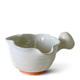 White Wavy Matcha Bowl with Spout