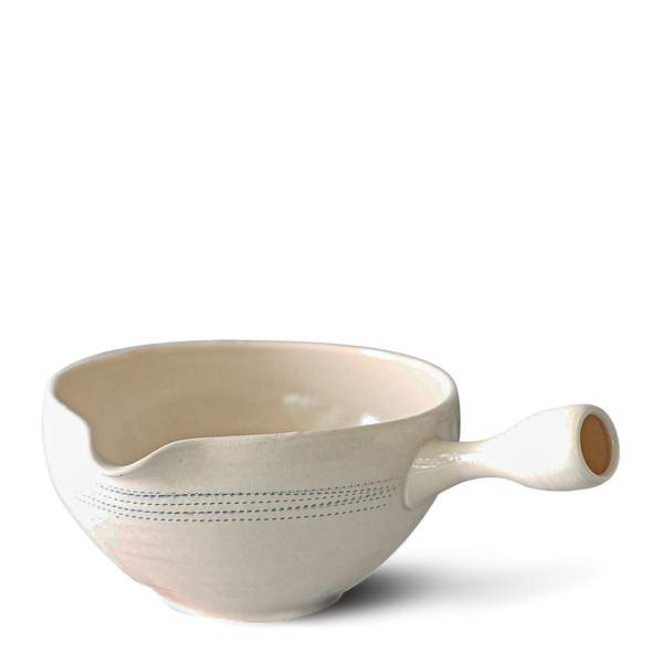 Pink and Gray Ceramic Matcha Bowl With Handle and Spout, Modern