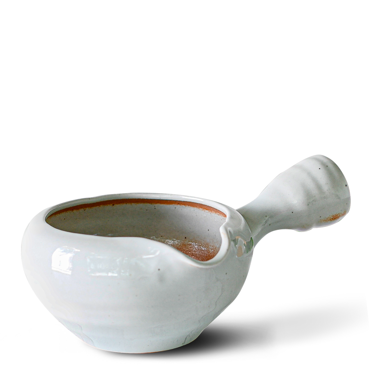 Spouted Ceramic Matcha Bowl Textured Handle