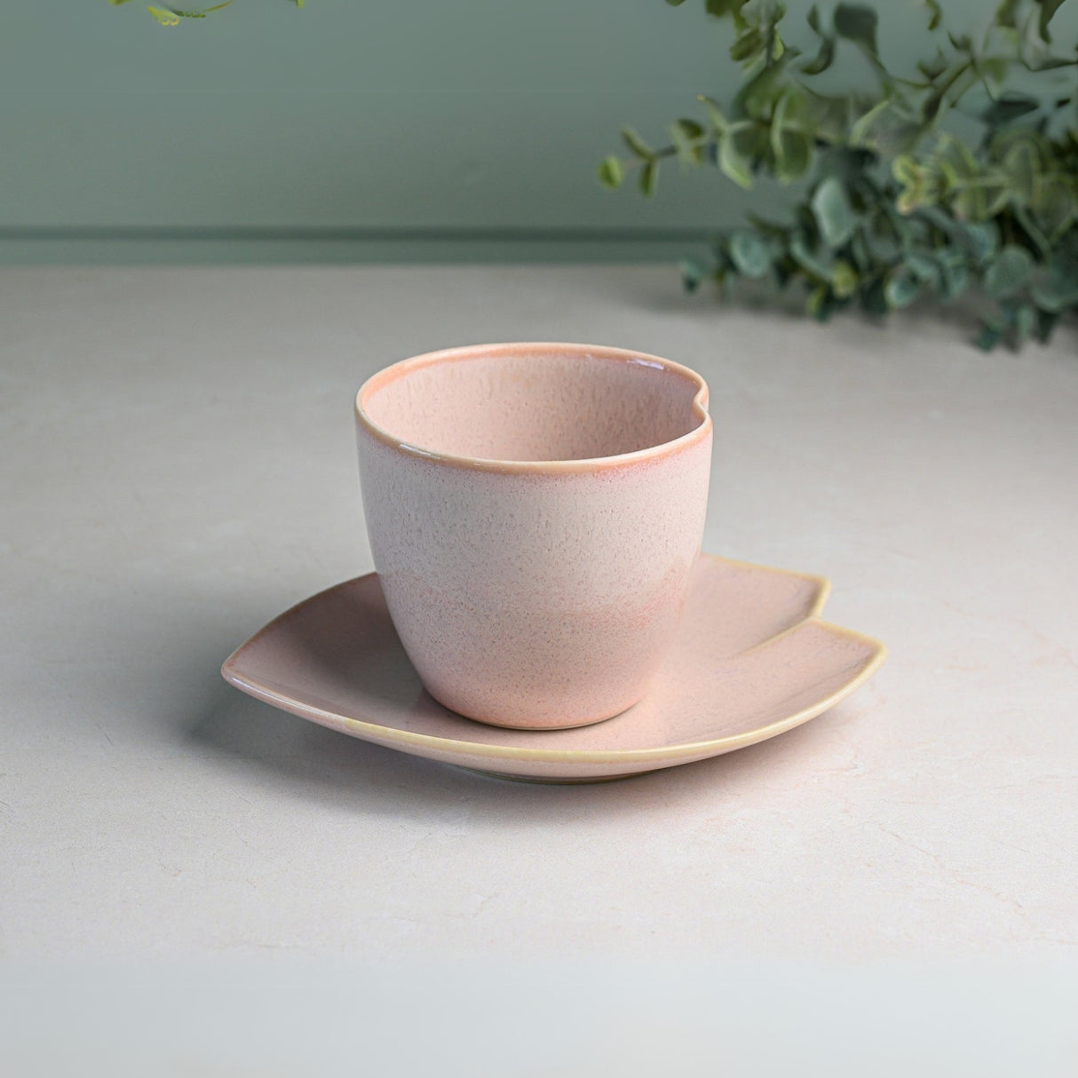 Pink LOVE Ceramic Tea Cup with Saucer