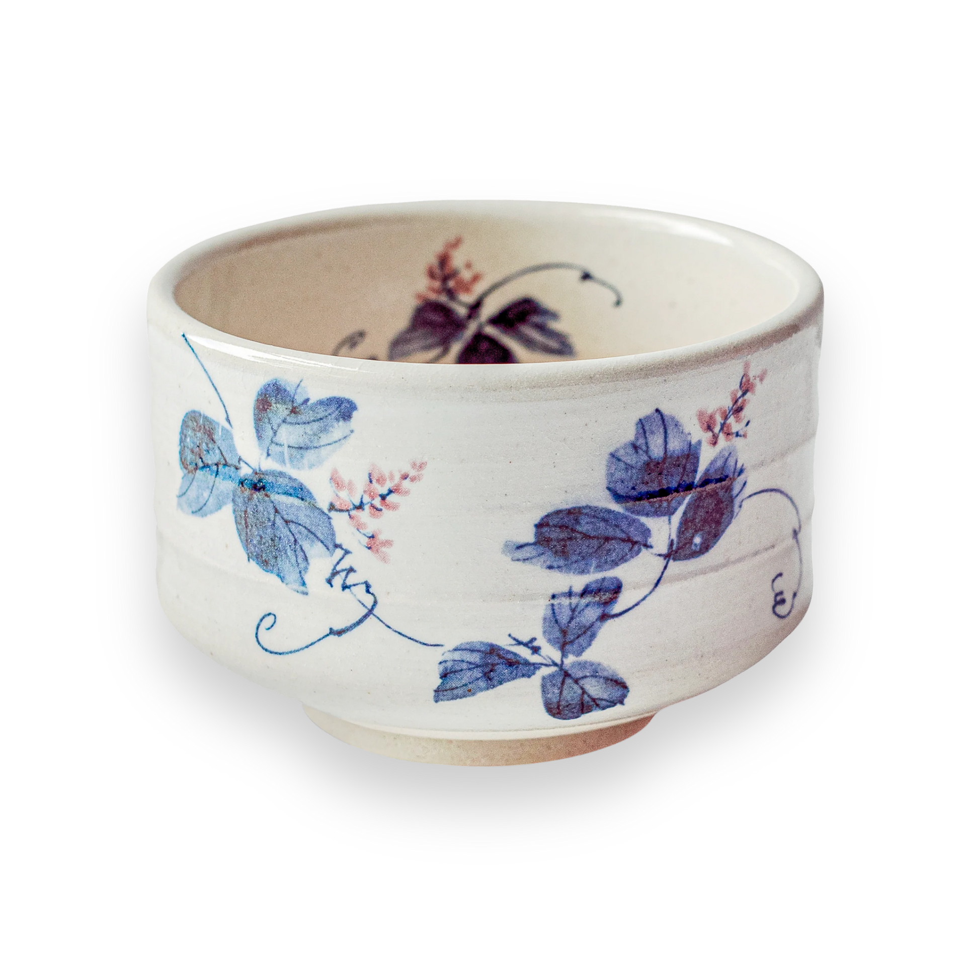 Clay Kudzu Flowers Matcha Bowl