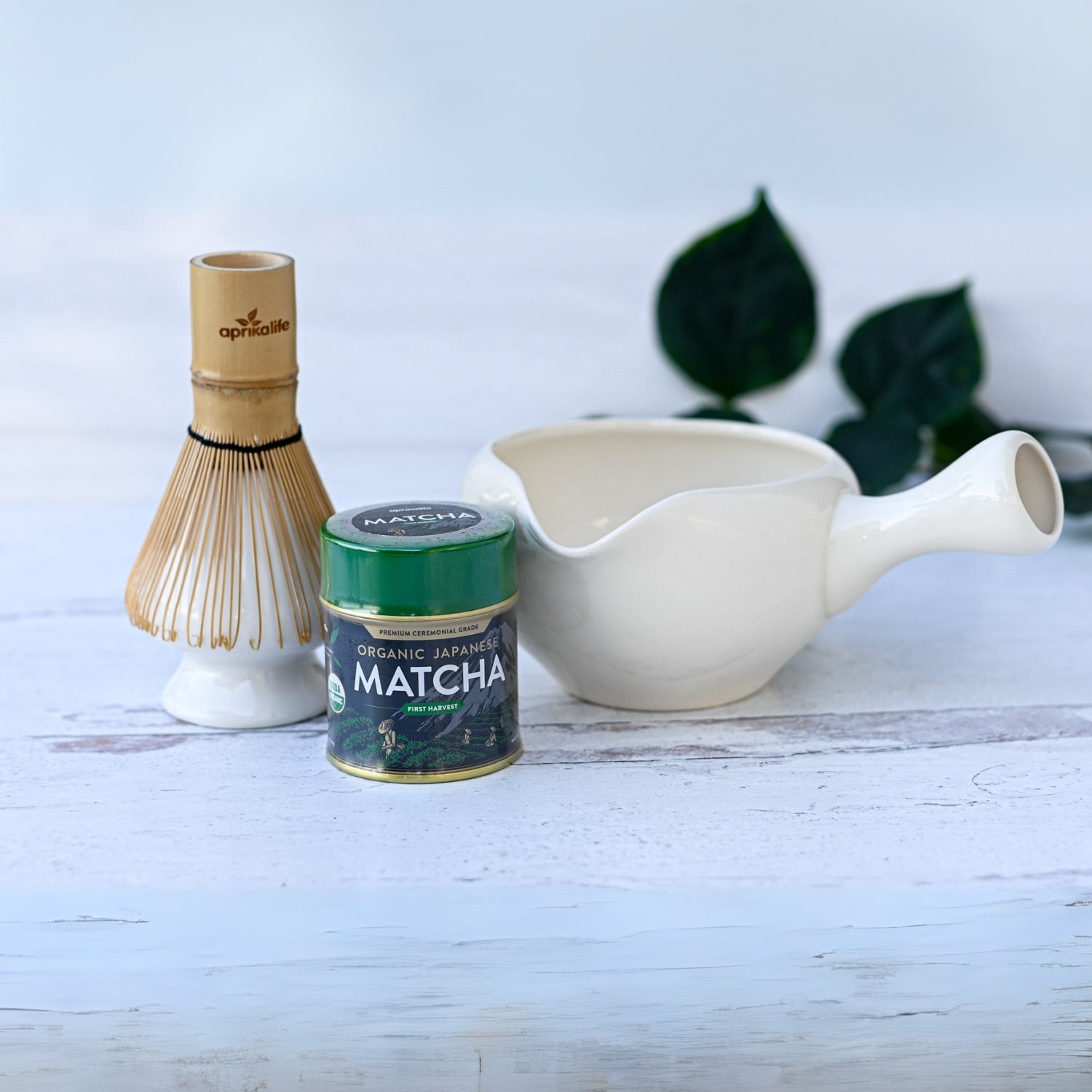 Ceramic Matcha Bowl Spout Bamboo Matcha Whisk Whisk Holder Organic Japanese Matcha Set