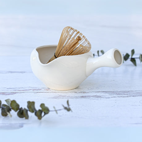 White Ceramic Matcha Bowl with Spout