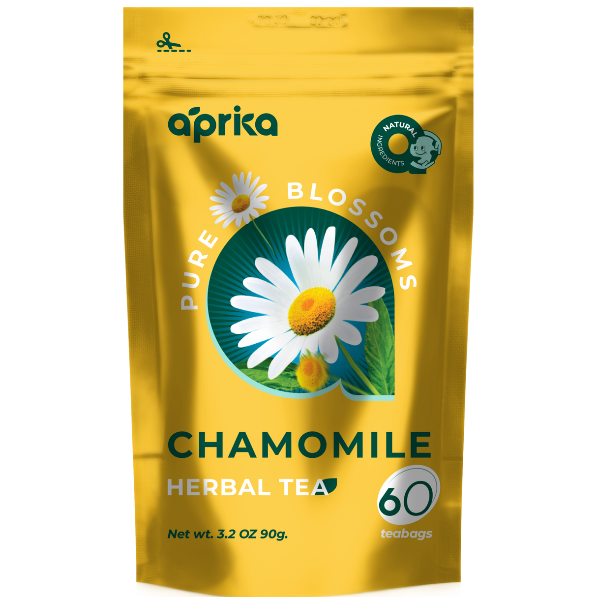 A pack of Aprika Pure Blossoms Chamomile Herbal Tea. Good for making natural chamomile tea. One of the best best chamomile tea for anxiety. Chamomile tea benefits are huge for everyone.