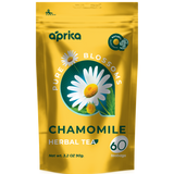 A pack of Aprika Pure Blossoms Chamomile Herbal Tea. Good for making natural chamomile tea. One of the best best chamomile tea for anxiety. Chamomile tea benefits are huge for everyone.