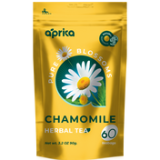 A pack of Aprika Pure Blossoms Chamomile Herbal Tea. Good for making natural chamomile tea. One of the best best chamomile tea for anxiety. Chamomile tea benefits are huge for everyone.