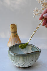 Japanese Matcha Set - 16 oz Ceramic Matcha Bowl with Spout, Bamboo Whisk, Whisk Holder & Chashaku Spoon – Complete Matcha Gift Set