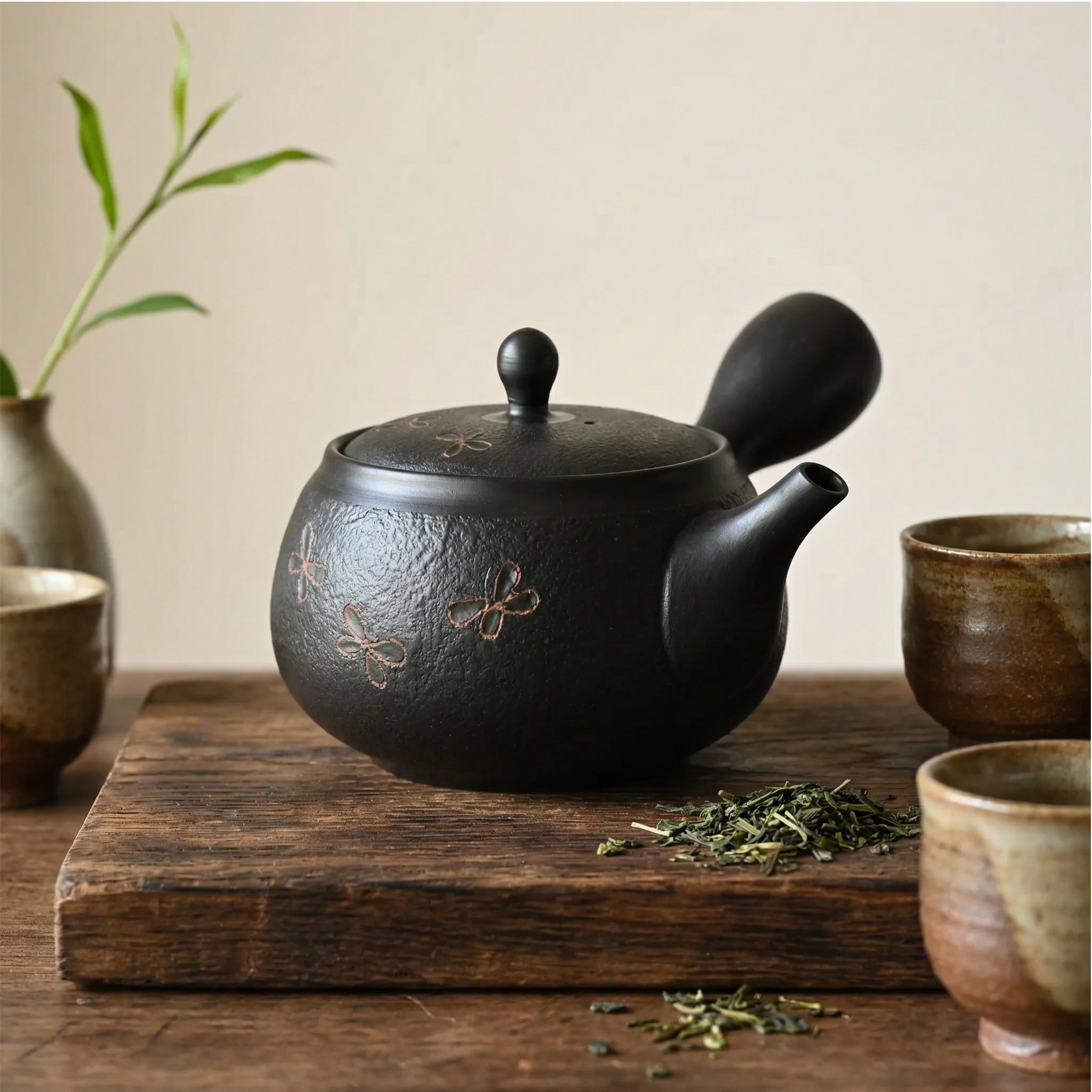 Handmade Textured Kyusu Teapot Japanese Loose Leaf Tea Strainer
