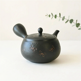 Handmade Black Textured Kyusu Teapot: Japanese Loose Leaf Tea Strainer (11.5 fl oz/380ml)