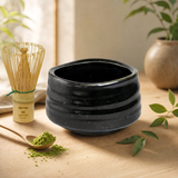 Black Ceramic Matcha Bowl 17 oz with Rolled Rim, Matcha Chawan for Whisking and Drinking, Tea Ceremony Bowl
