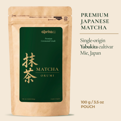 Aprika Life Orumi Japanese Ceremonial Grade Matcha Powder, 100g Pouch