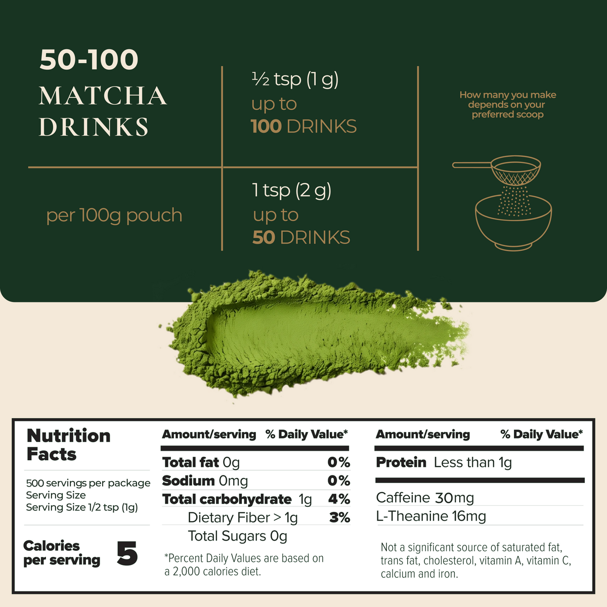 Aprika Life Orumi Japanese Ceremonial Grade Matcha Powder, 100g Pouch
