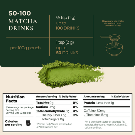 Aprika Life Orumi Japanese Ceremonial Grade Matcha Powder, 100g Pouch