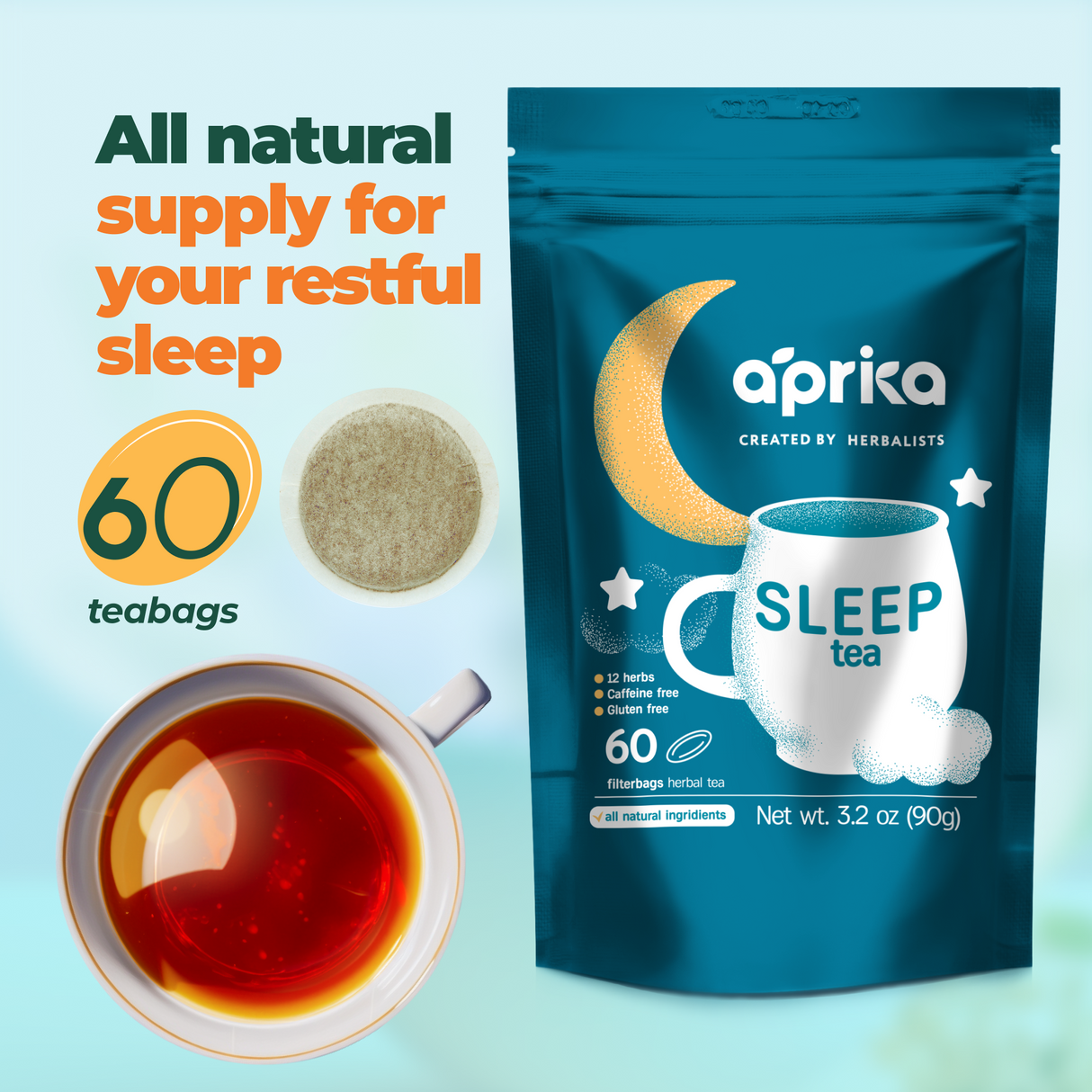 Herbal Sleep Tea with Sleep Guide, 60 bags