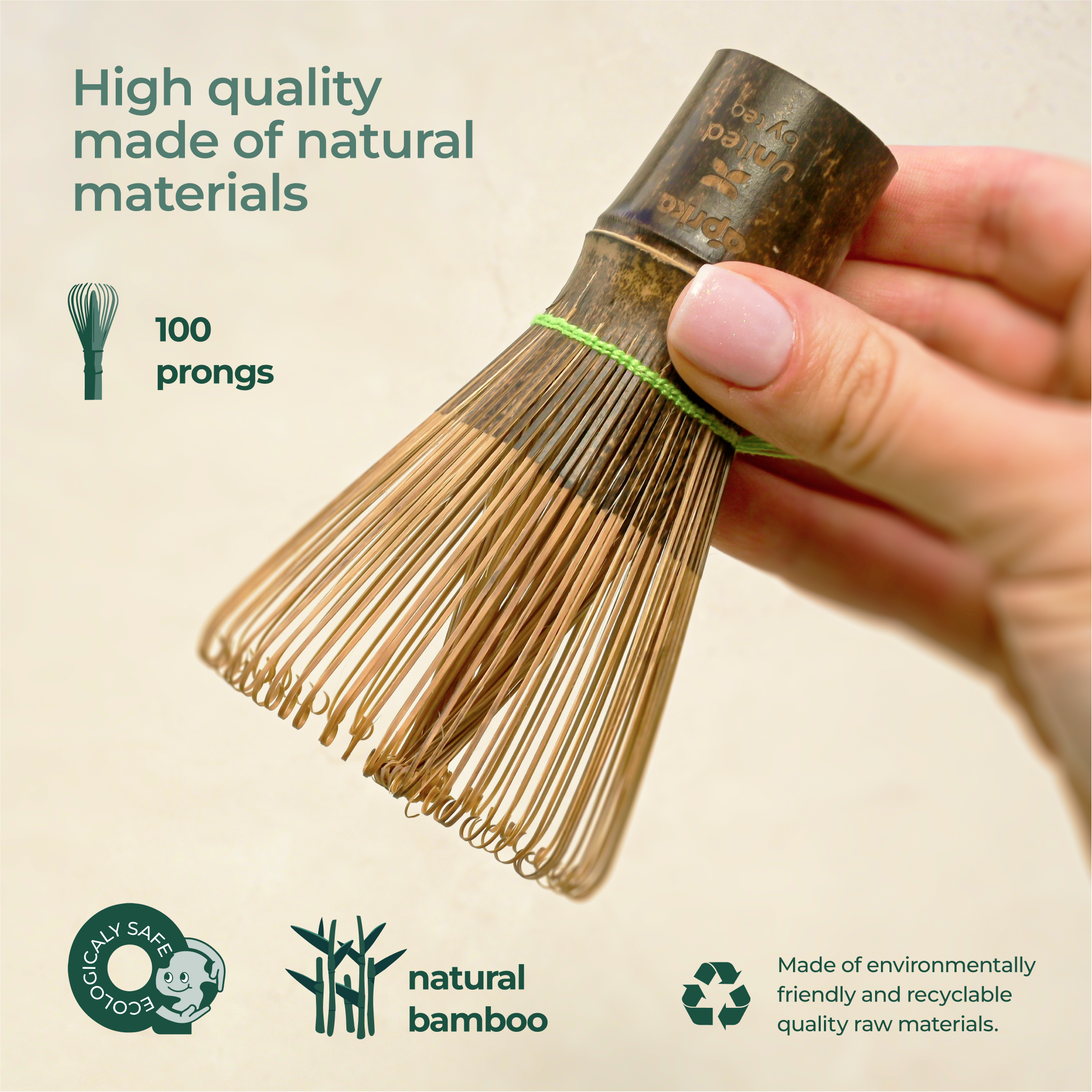 Dark Bamboo Matcha Whisk (100 Prongs) - Thumbnail 5